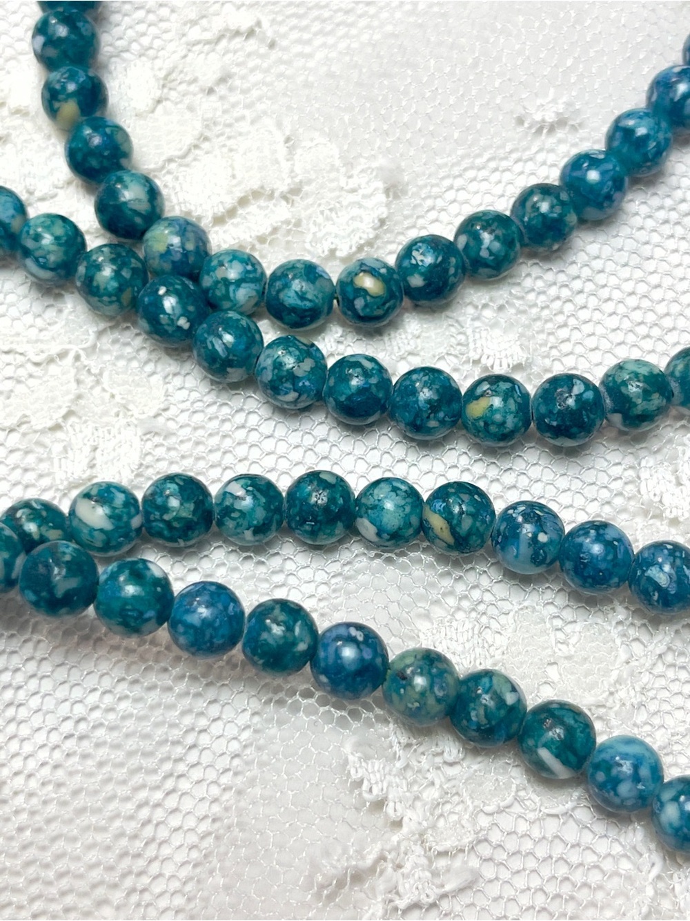 Blue green gemstone bead necklace